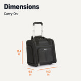 Amazon Basics 14-Inch Underseat Carry-On Luggage with Wheels – Compact Rolling Travel Bag, Black