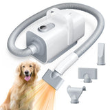 Ultra Quiet Professional Pet Dryer with Negative Ion Technology, Adjustable Wind Speeds, Smart Temperature Control, and Multiple Nozzles