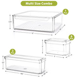 Clear Refrigerator Organizer Bins – 10 Pack Stackable Pantry & Fridge Storage Containers with Drain Tray
