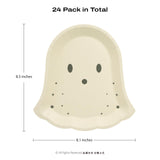 Beige Ghost Halloween Paper Plates – 24 Pcs 8.5" Cute Neutral Disposable Plates for Parties, Baby Showers & Summerween