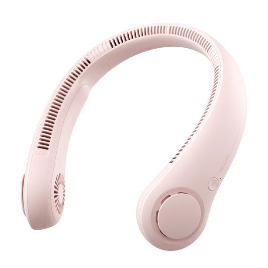 JISULIFE Bladeless Neck Fan – Hands-Free Wearable Personal Fan with 5 Speeds & Long Battery (Pink)