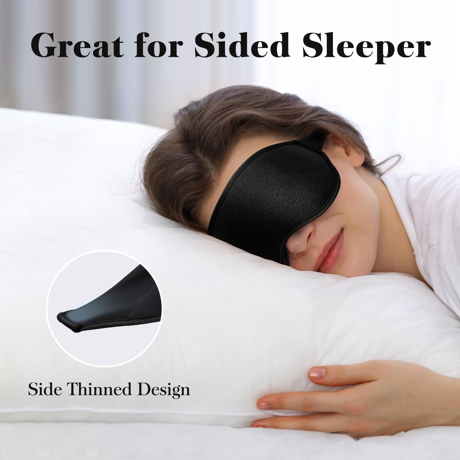 3D Contoured Sleep Mask with Memory Foam – 100% Light Blocking Comfortable Eye Mask for Travel, Meditation & Deep Sleep