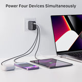 INVZI 100W GaN USB-C Charger 4-Port Fast Charging Power Adapter Compact Multi Device Charging Hub Black