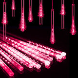 Red LED Meteor Shower Lights – 192 LEDs, 8 Tubes, Waterproof Cascading Icicle Lights for Halloween & Christmas