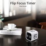 Productivity Timer Cube with Flip Control, Custom Countdown & Count-Up, Silent Vibration Desk Timer for Work, Study & Kitchen – White