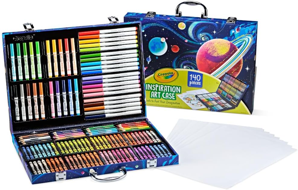 140-Piece Space-Themed Kids Art Case and Coloring Set