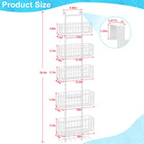 Hongtamoya Adjustable Over-the-Door Metal Organizer – 5 Wire Baskets & 7 Hooks for Pantry, Closet & Bathroom (White)