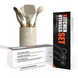 Silicone Kitchen Utensils Set with Wooden Handles – BPA-Free, Heat Resistant Cooking Tools