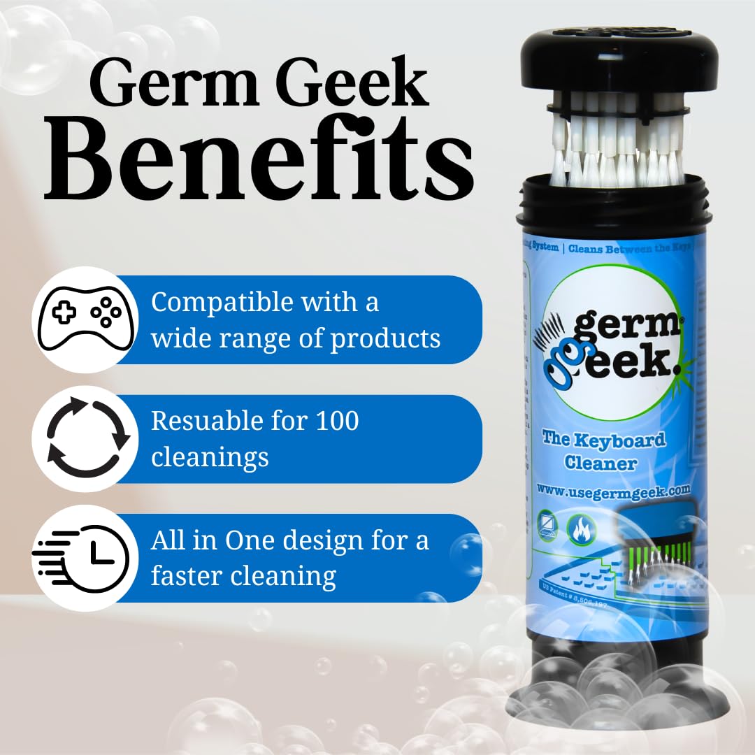 Germ Geek Precision Electronics Cleaning Kit with Anti-Static Brush, Multi-Purpose Cleaner for Keyboards, Laptops, Phones, and Devices