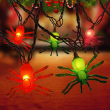 Multicolor Halloween Spider String Lights – 8.5ft Plug-In LED String with 10 Orange, Purple & Green Spiders (Connectable Indoor/Outdoor Décor)
