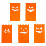 Halloween Pumpkin Luminary Bags – 50 Pack Flame-Resistant Paper Lanterns with 5 Jack-O’-Lantern Designs for Walkways & Parties