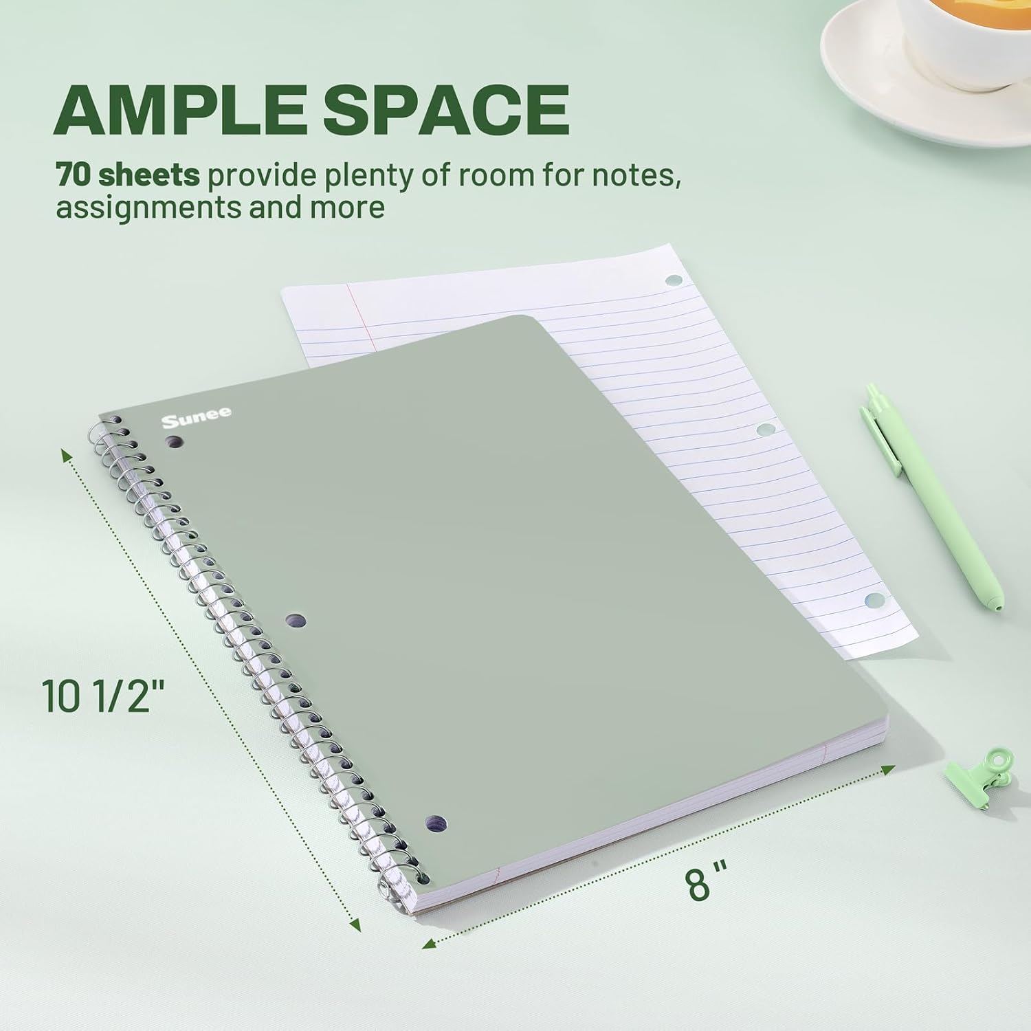 3-Pack Aesthetic College Ruled Spiral Notebooks