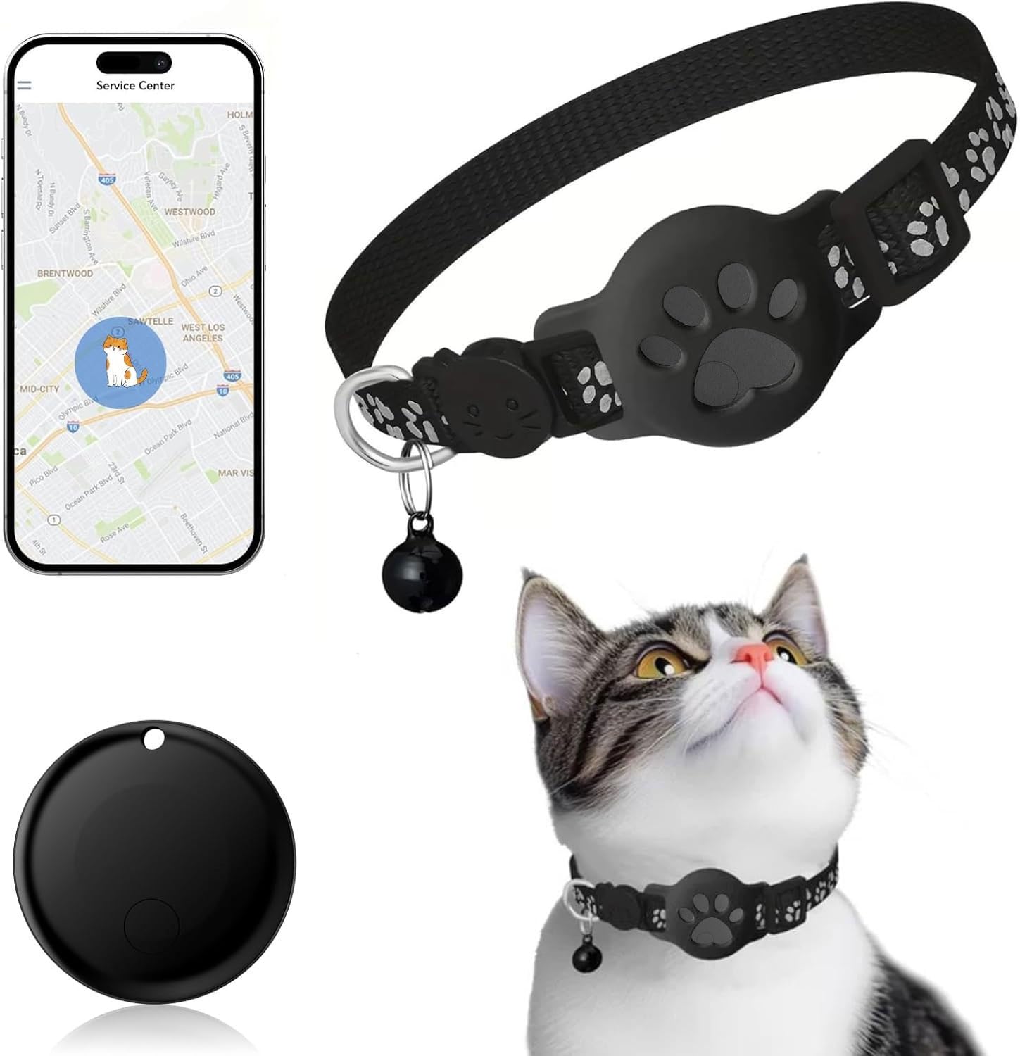 Apple Find My Cat GPS Tracker, Waterproof Smart Pet Locator, No Subscription, Lightweight iOS Compatible Collar Tracker