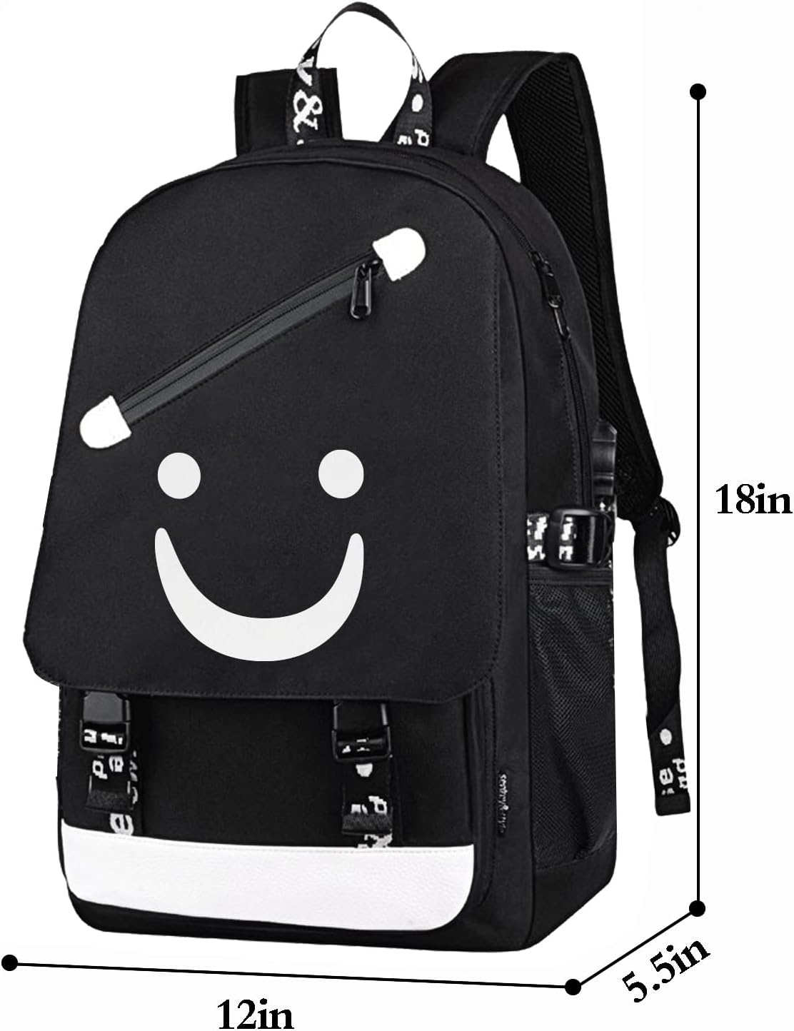 Glow Anime School Backpack with USB Port and Lock