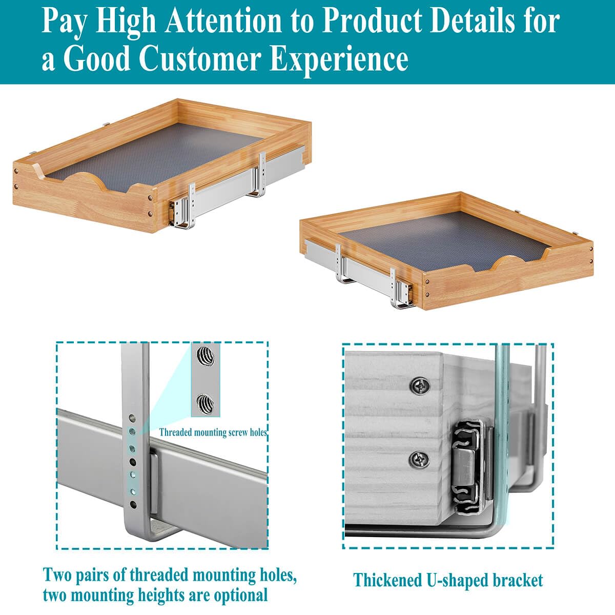 Pull-Out Wooden Cabinet Organizer Shelf – Smooth Slide Drawer System for Kitchen, Pantry & Bathroom (White)