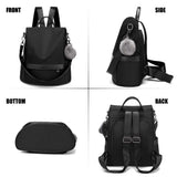 CHERUTY Women’s Anti-Theft Nylon Backpack Purse – Lightweight Fashion Travel Backpack with Rear Zipper Design (Black)