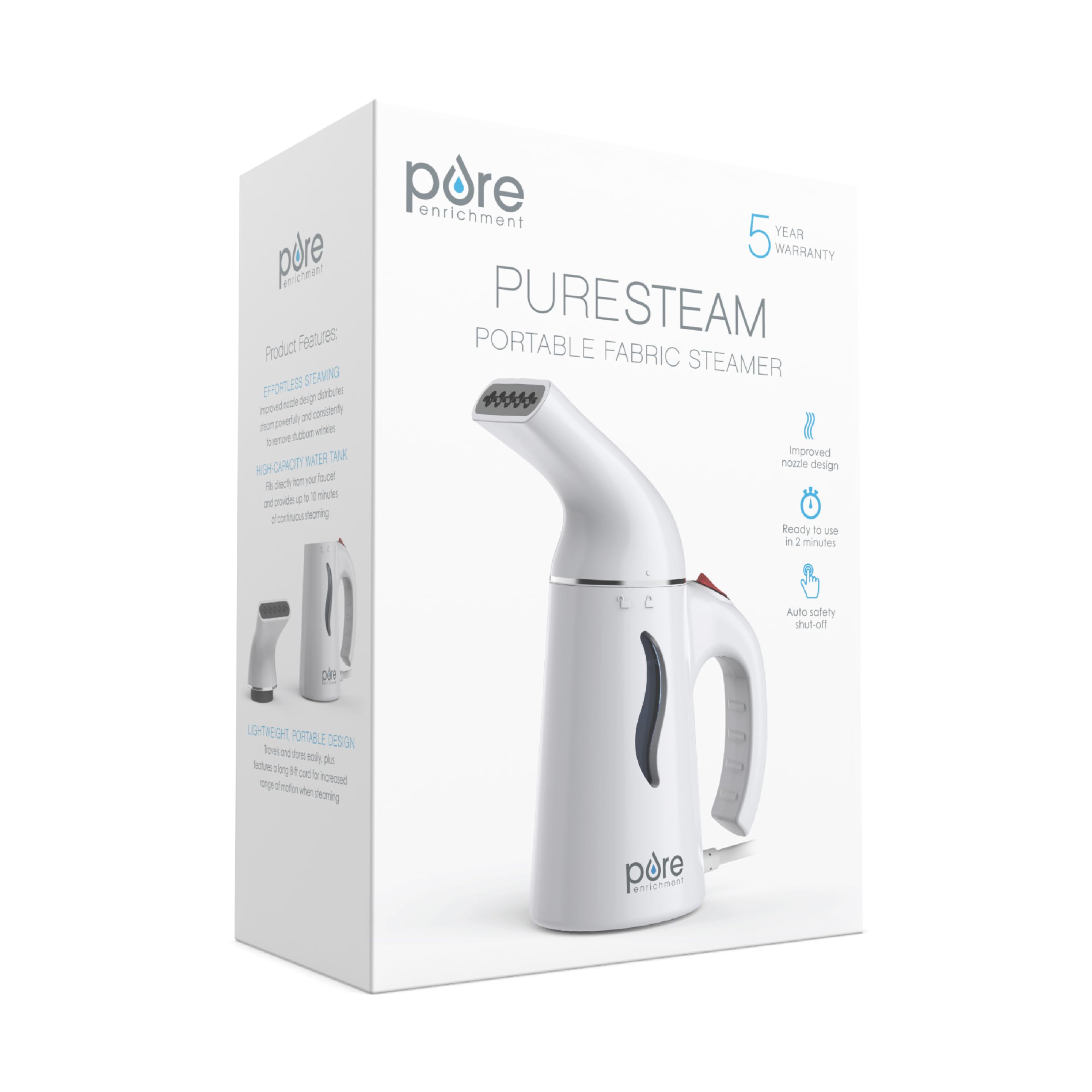 Portable Handheld Travel Garment Steamer with Fast Heat, Auto Shut-Off and Compact Wrinkle Remover System