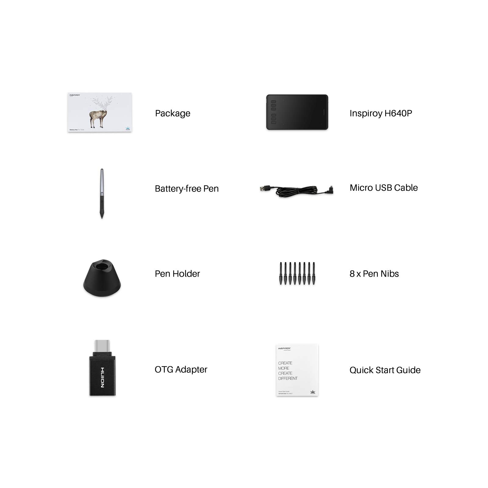 Huion H640P Drawing Tablet with Stylus – Digital Graphics Tablet for PC, Mac & Android