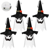 Halloween Hanging Ghost Witch Hat Lights – 4 Pack Warm White LED Decorations with 3 Flash Modes for Indoor & Outdoor Use