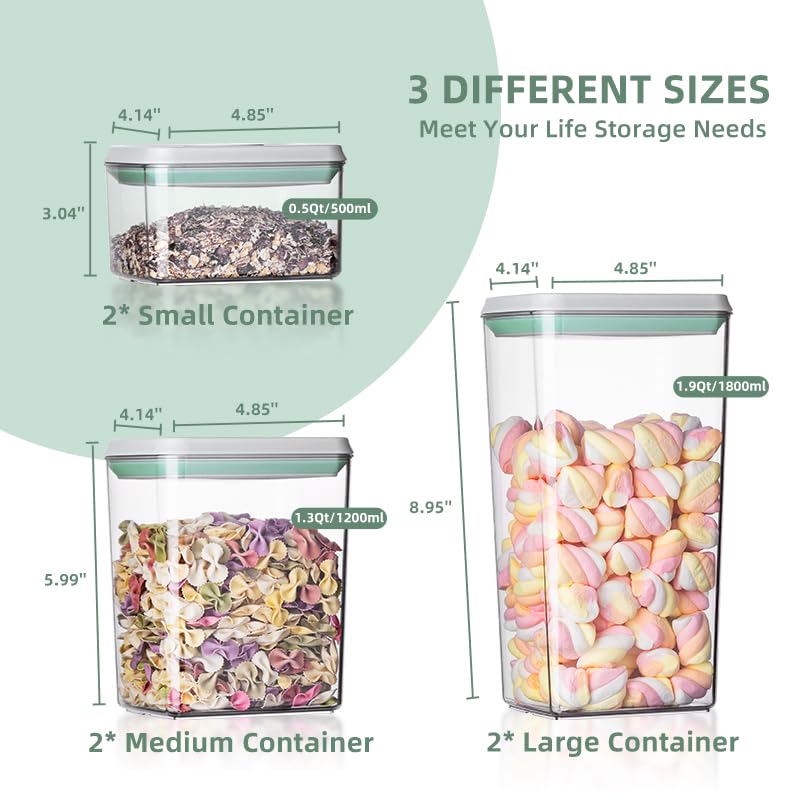 One-Touch POP Airtight Food Storage Containers – 6 Piece Stackable Kitchen Canister Set