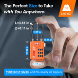 TSA-Approved Cable Luggage Locks (4-Pack) – Resettable 3-Digit Combination, Heavy-Duty Alloy Body (Orange)