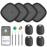 Android Air Tracker 4-Pack Bluetooth Item Locator, Find Hub Compatible Smart Luggage and Key Tracker with Replaceable Battery
