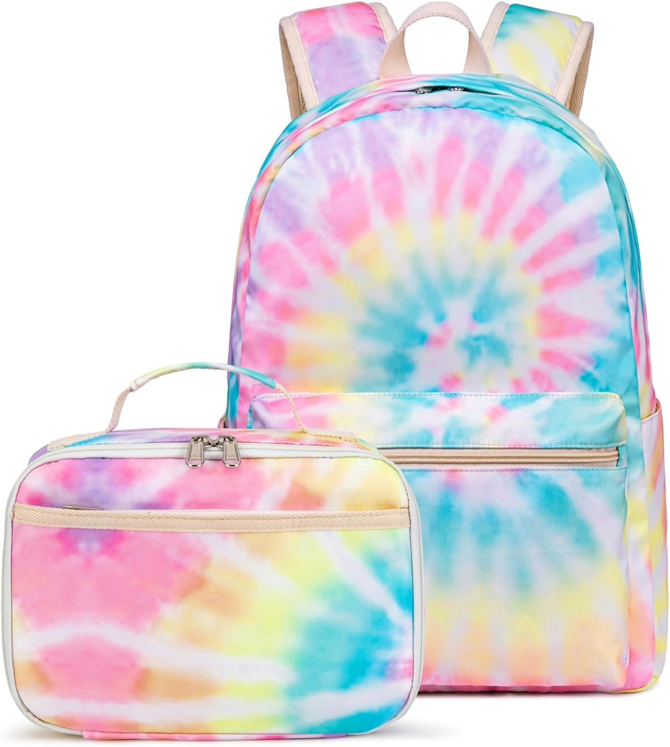 Pink Rainbow School Backpack Set with Matching Lunch Bag