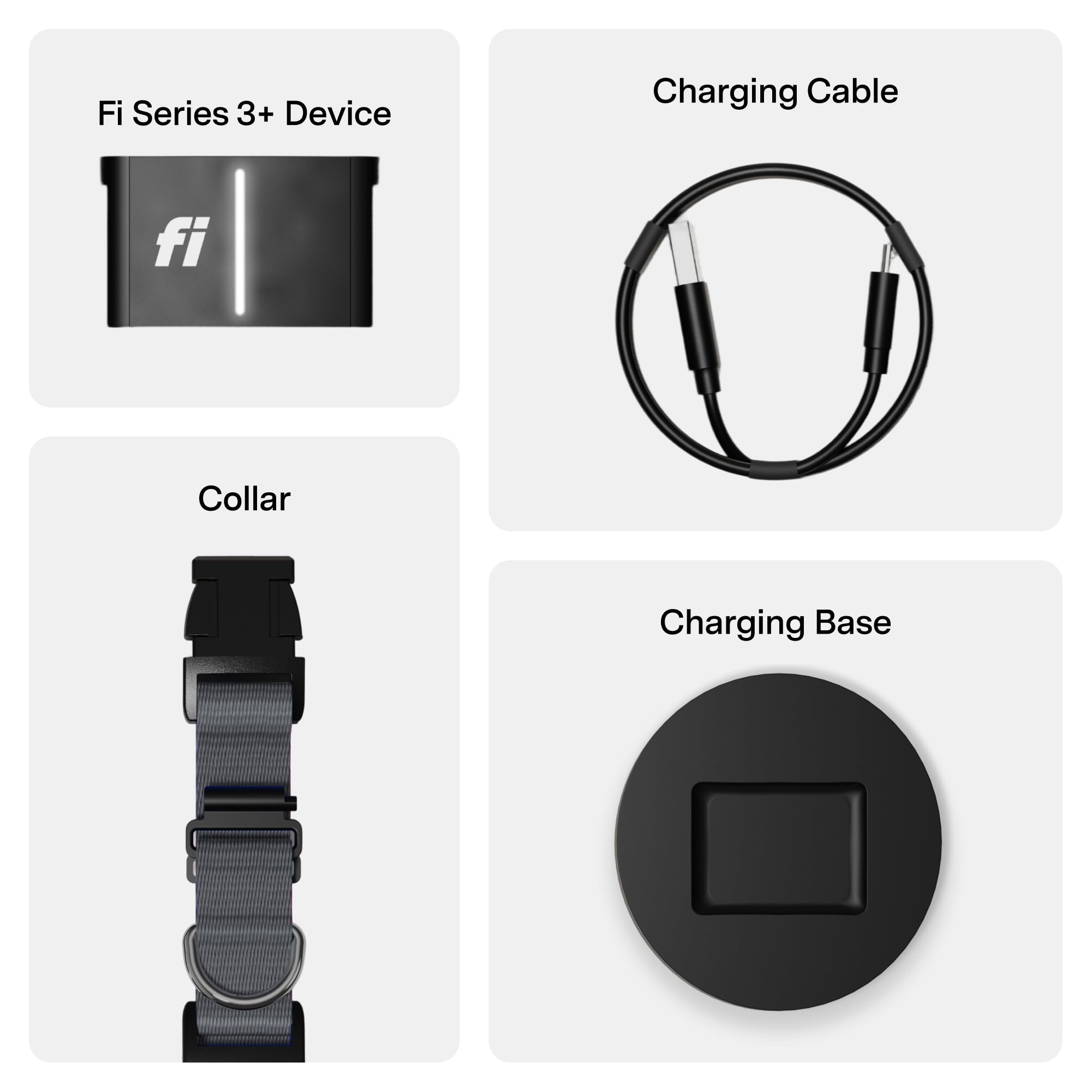 Fi Series 3+ Smart GPS Dog Collar Gray with Live Tracking, Escape Alerts & AI Health Monitoring System