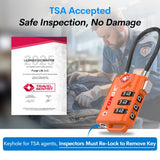 TSA-Approved Cable Luggage Locks (4-Pack) – Resettable 3-Digit Combination, Heavy-Duty Alloy Body (Orange)