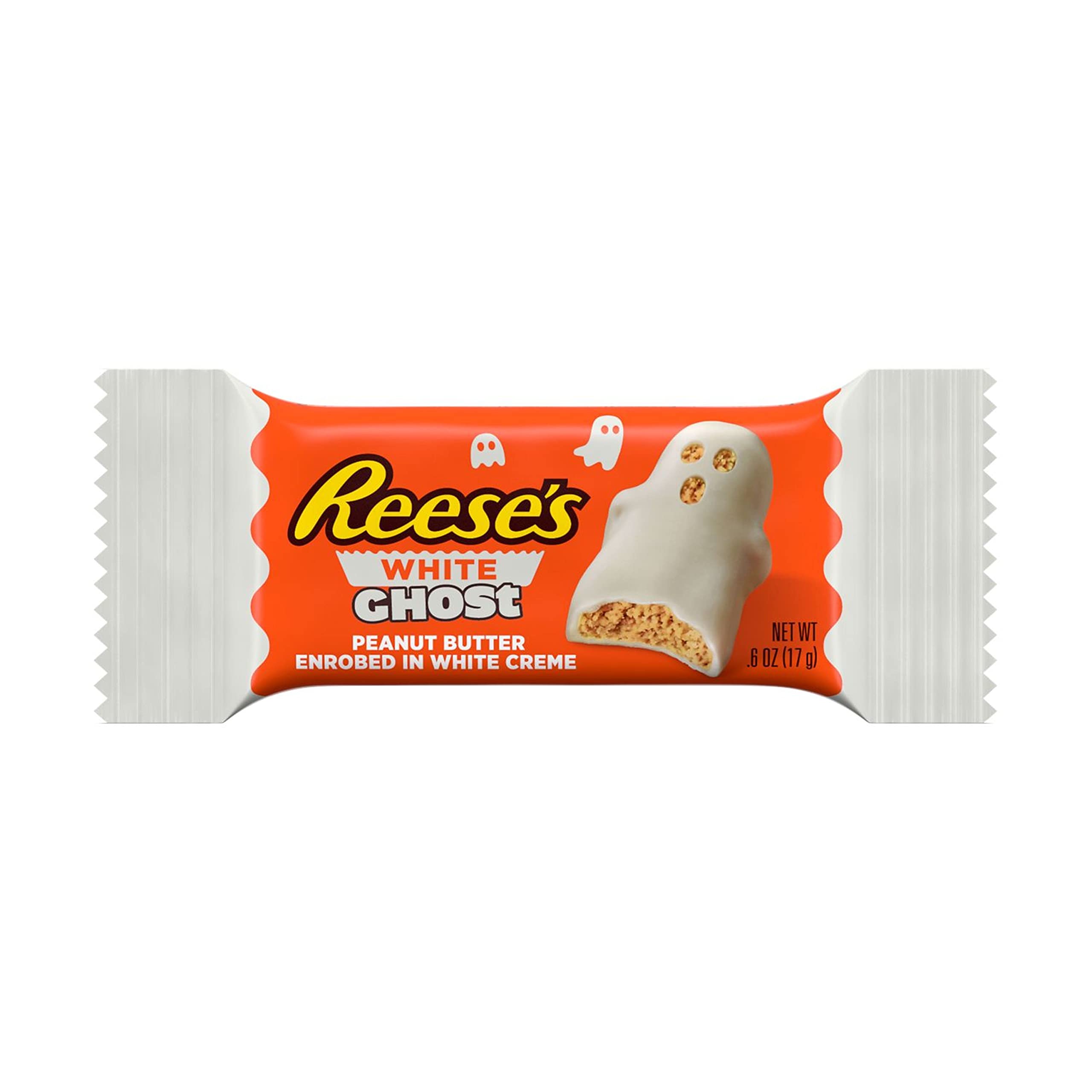 REESE’S White Creme Peanut Butter Ghosts – Snack Size Halloween Candy, 10.2 oz Bag
