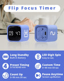 Productivity Timer Cube with Flip Control, Custom Countdown & Count-Up, Silent Vibration Desk Timer for Work, Study & Kitchen – Blue