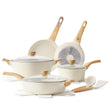 14-Piece Ceramic Nonstick Cookware Set – Induction Compatible, Non-Toxic Pots & Pans with Glass Lids