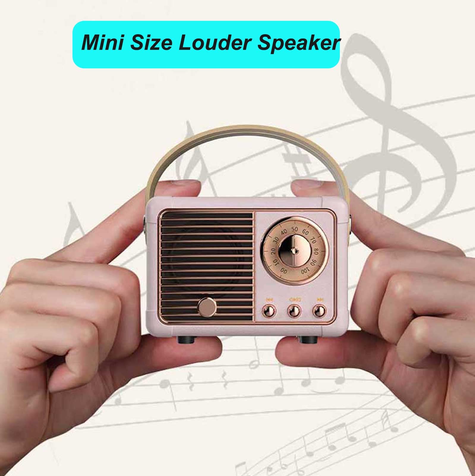 Dosmix Retro Mini Bluetooth Speaker Pink – Portable Vintage Wireless Speaker with Clear Sound & 6H Playtime