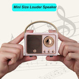 Dosmix Retro Mini Bluetooth Speaker Pink – Portable Vintage Wireless Speaker with Clear Sound & 6H Playtime