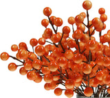 30Pcs Artificial Orange Berry Picks – Realistic Faux Holly Sprigs & Fall Stems for Halloween, Thanksgiving & Home Decoration (8.8 Inches)
