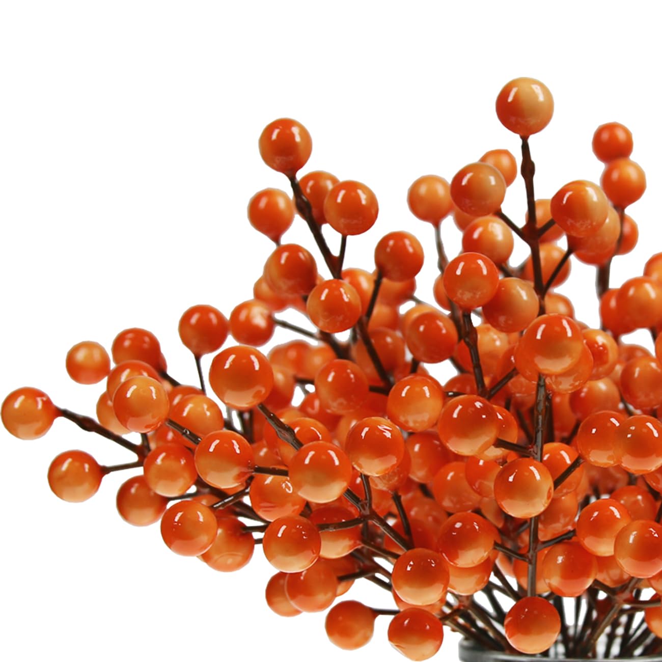 30Pcs Artificial Orange Berry Picks – Realistic Faux Holly Sprigs & Fall Stems for Halloween, Thanksgiving & Home Decoration (8.8 Inches)