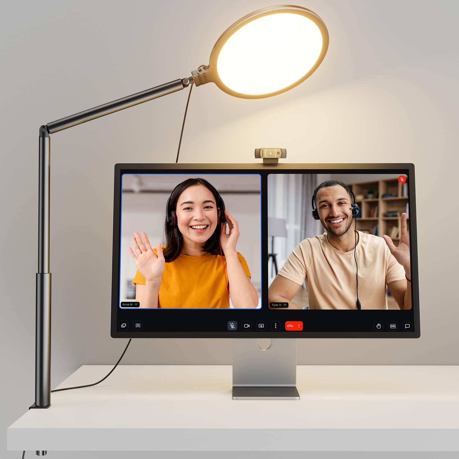 Weilisi 10.2" Desk Ring Light with C-Clamp Stand – 360° Rotating LED Lamp for Zoom, Podcast & Streaming