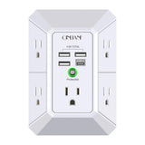 Wall Outlet Extender with 5 AC Outlets & 4 USB Ports – Surge Protector Power Strip with USB-C Fast Charging for Home & Office