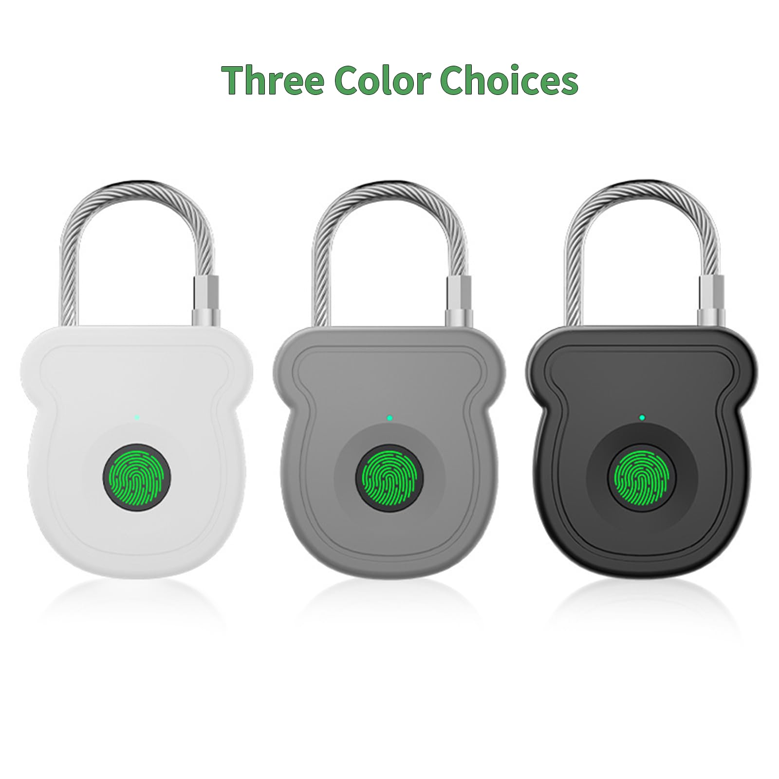Ultra-Fast Fingerprint Cable Padlock, USB Rechargeable Biometric Security Lock for Gym Locker, Luggage & Outdoor Gear