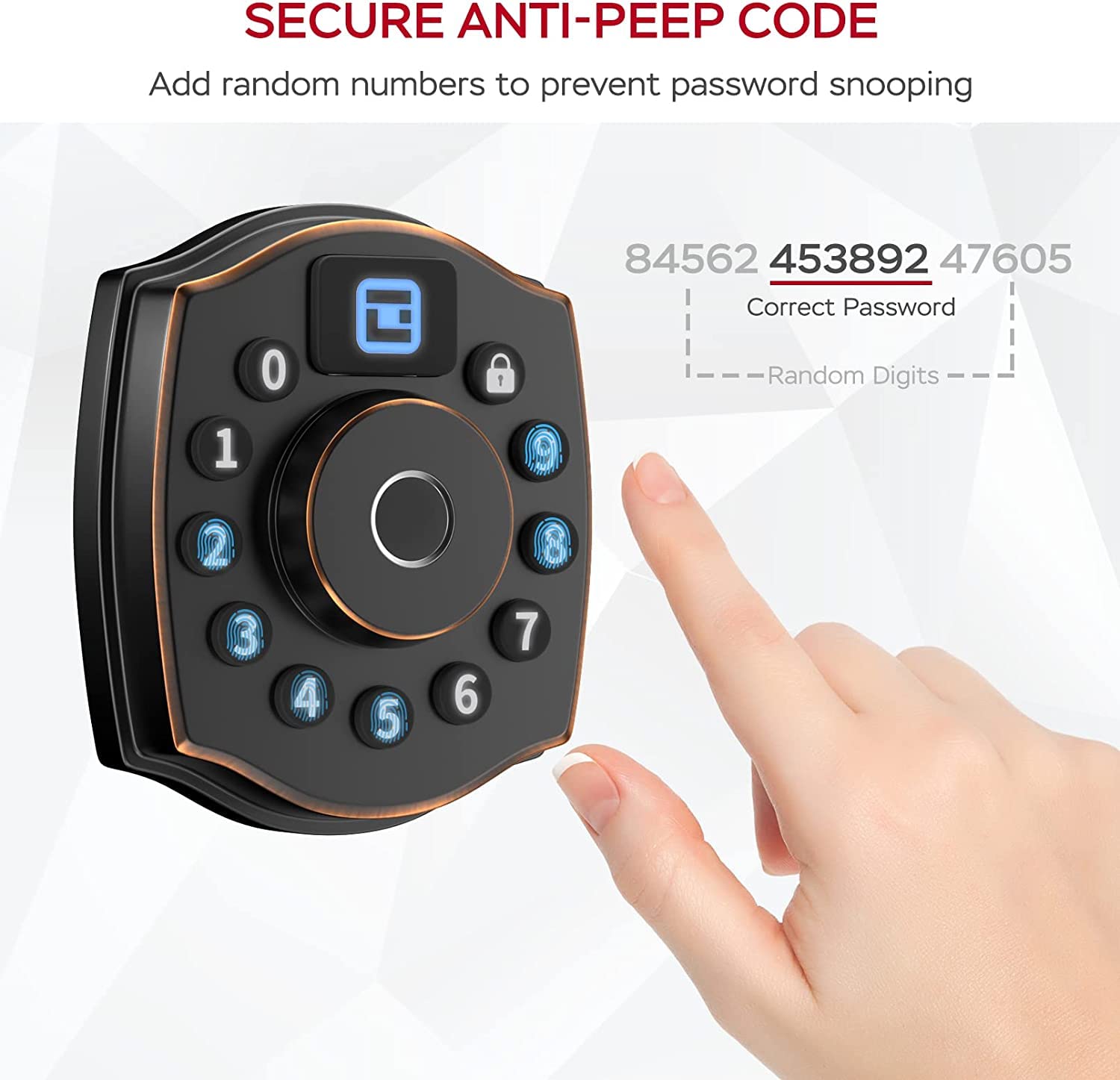 5-in-1 Smart Fingerprint Door Lock with Keypad, Bluetooth App & IC Card Access, Weatherproof Digital Deadbolt for Front Door Security