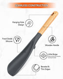 Heat-Resistant Silicone Cooking Spoon Set with Wooden Handle – Non-Toxic & Non-Stick Safe