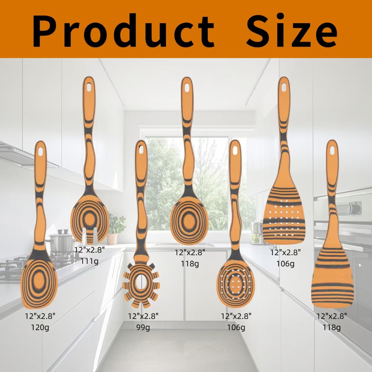 7-Piece Pinewood Fiber Kitchen Utensil Set – Dishwasher Safe, Ergonomic Curved Handles (Natural & Slate)
