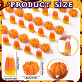 70 Pcs Mini Resin Pumpkins & Candy Corn Set – Halloween & Fall Decorations (Durable Autumn Home Décor, DIY Craft Props)
