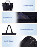 Wandering Nature Puffer Tote Bag with 40oz Tumbler Holder – Lightweight Laptop Tote with Trolley Sleeve (Black)