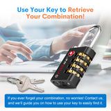 Forge TS-431 TSA Approved Luggage Lock with Key & 4-Digit Combination, Heavy Duty Zinc Alloy Travel Security Lock