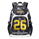 American Football Player Graphic Backpack with Reflective Strip and Laptop Compartment