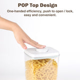 Airtight POP-Top Food Storage Containers – 1.2 Qt Stackable Pantry Set (3-Pack, Gray)