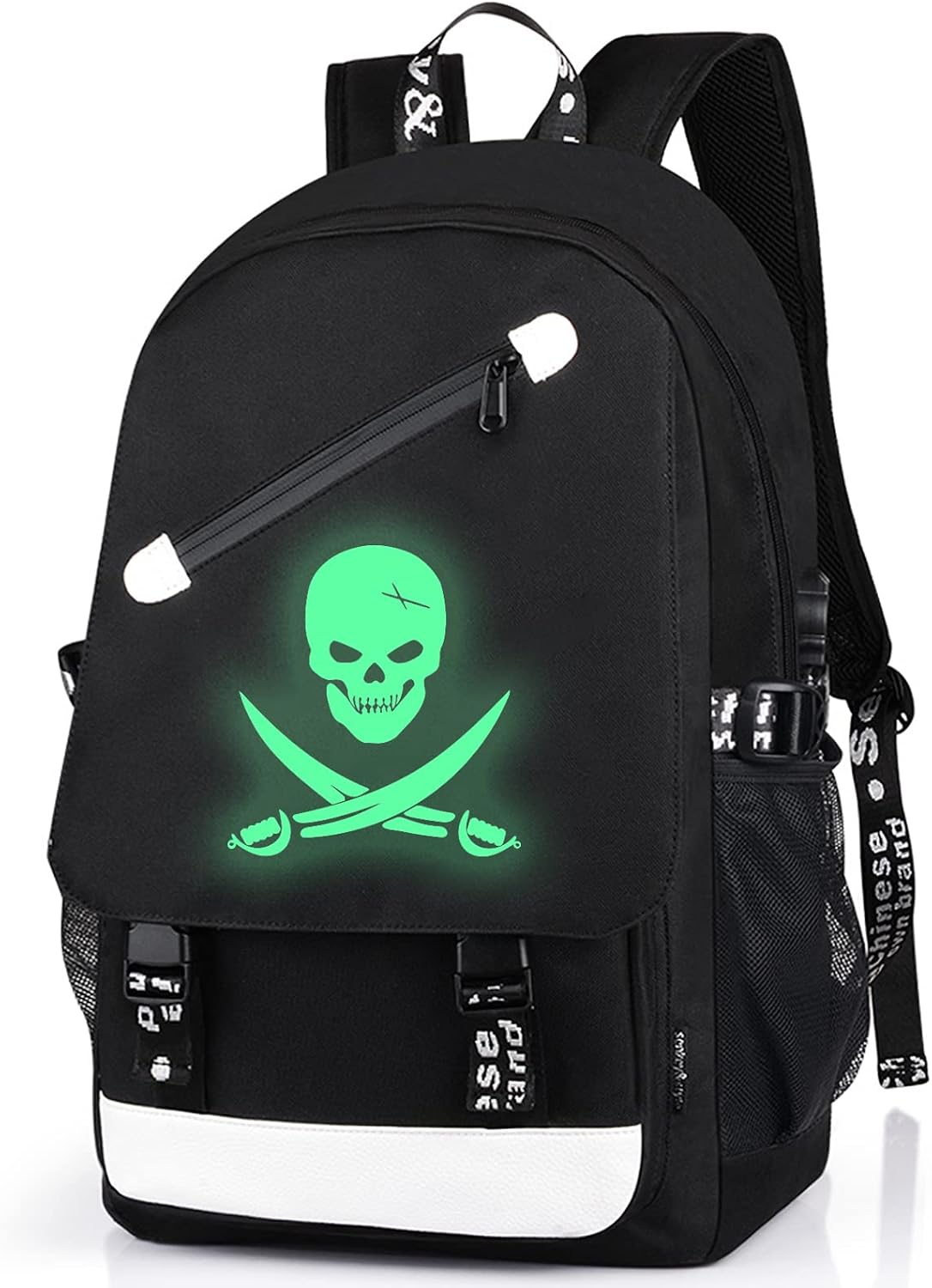 Glow Anime School Backpack with USB Port and Lock