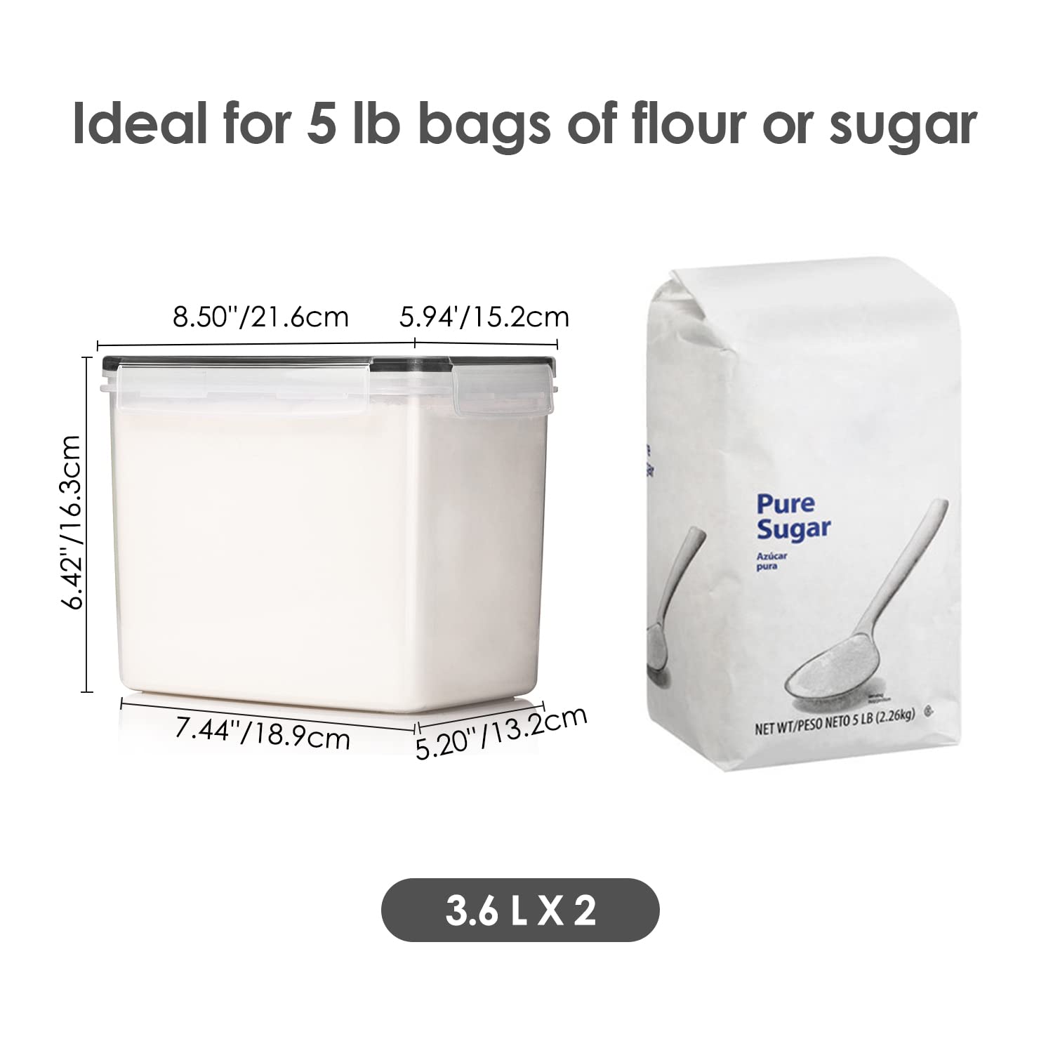 6-Piece Airtight Pantry Food Storage Container Set – Mixed Sizes BPA-Free Canisters with Labels