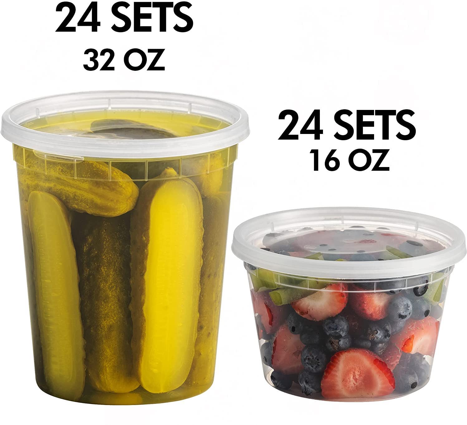 Reusable Deli Food Storage Containers with Lids – 48-Piece BPA-Free Leakproof Bulk Set (Clear)